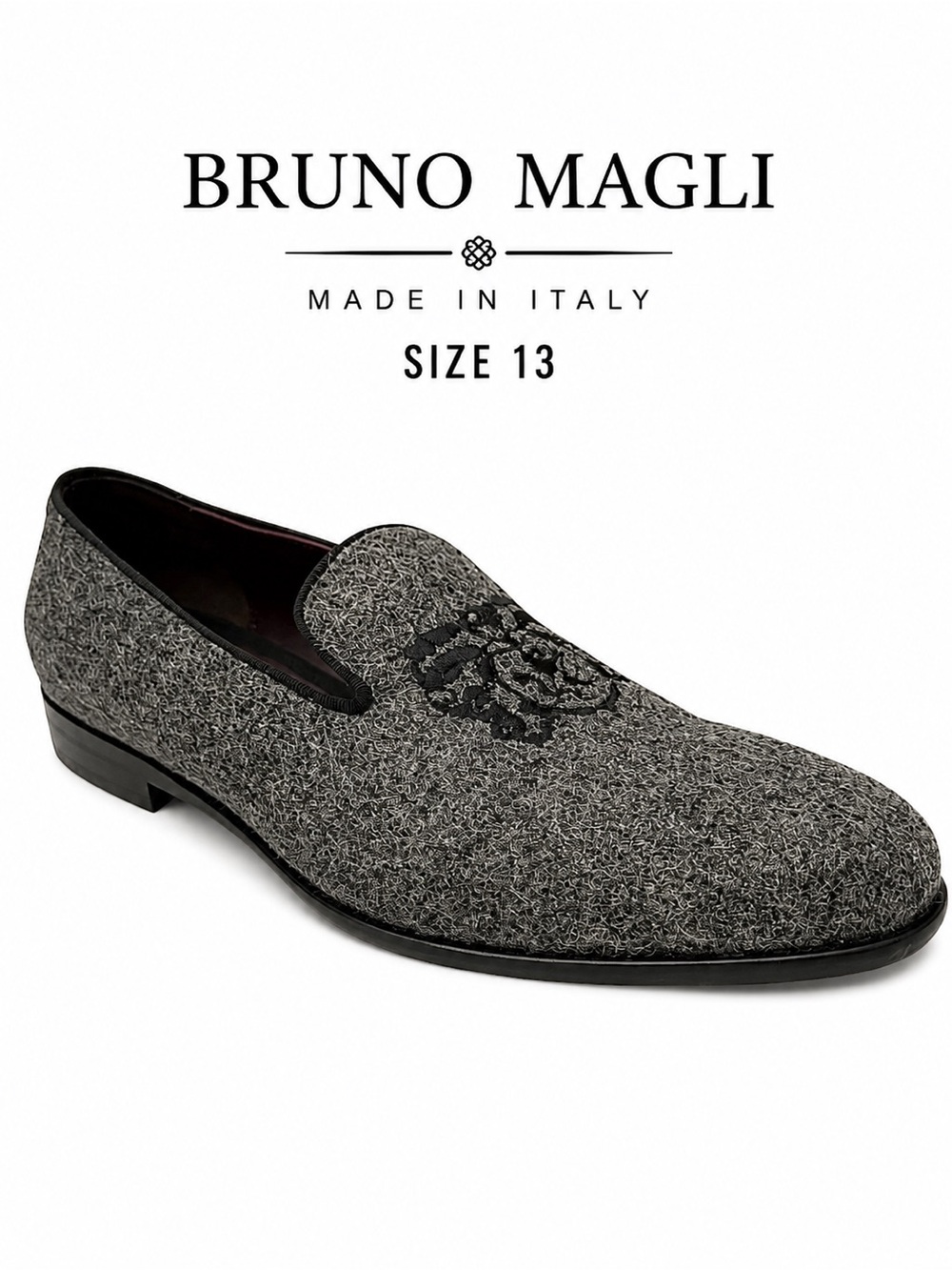 Bruno Magli Picasso Men’s Grey Moccasin Loafers Size 13 US 46 EU Italy